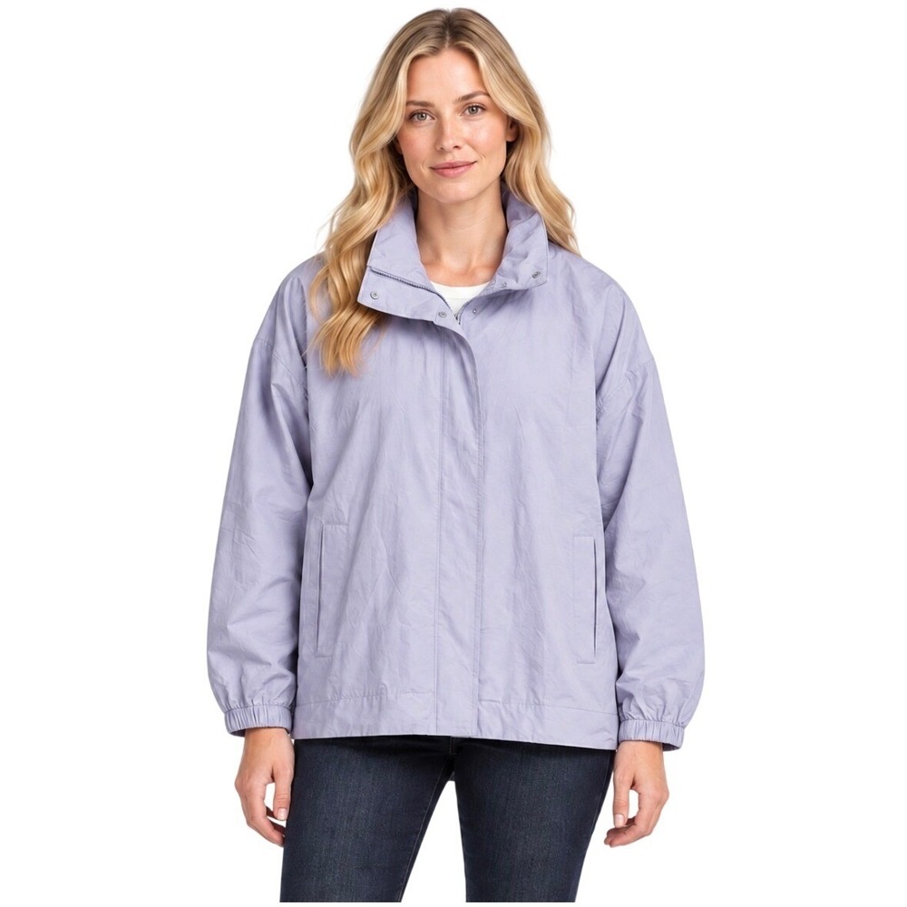 NWT Eileen Fisher Wistr Stand Collar Coat Jacket Wisteria Lavender Large
